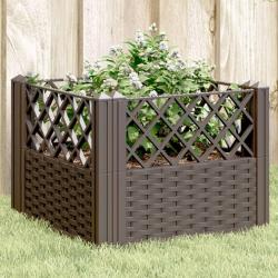 Jardinière avec piquets marron 43,5x43,5x43,5 cm PP alsavelo