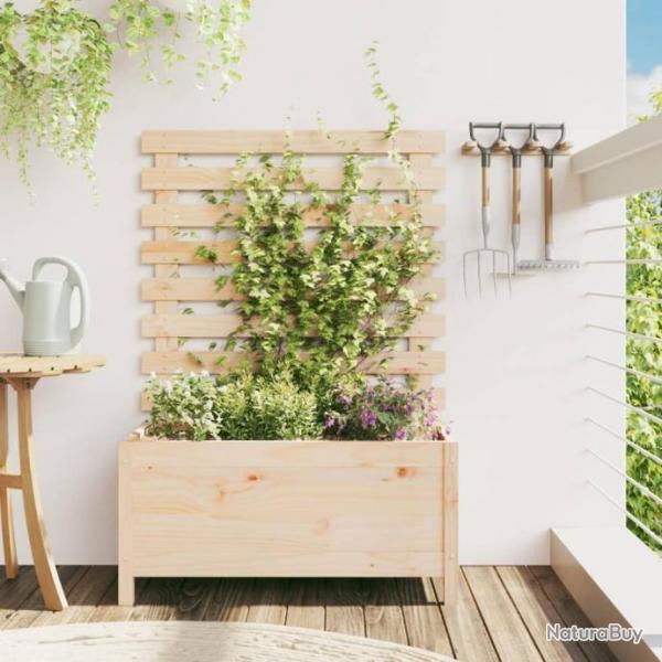 Jardinire avec support 79x39,5x114 cm bois de pin massif