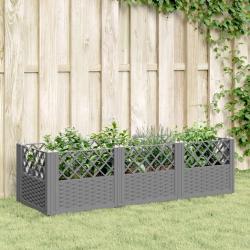 Jardinière avec piquets gris clair 123,5x43,5x43,5 cm PP alsavelo