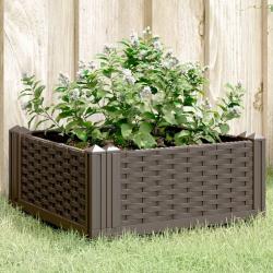 Jardinière avec piquets marron 42,5x42,5x28,5 cm PP alsavelo
