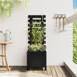 Jardinière avec support noir 39x39,5x114 cm bois de pin massif alsavelo