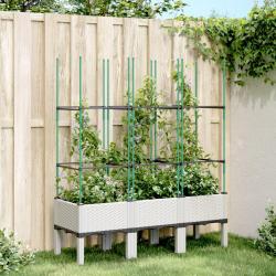 Jardinière avec treillis blanc 120x40x142,5 cm PP alsavelo