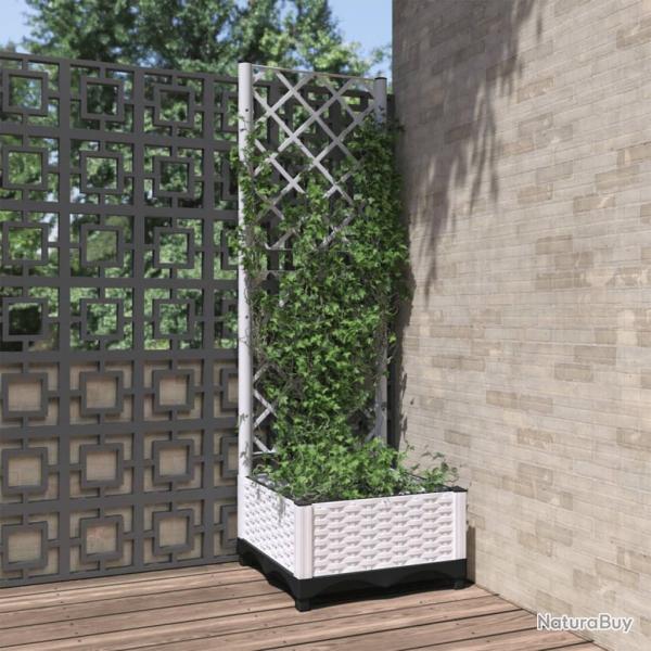 Jardinire avec treillis Blanc 40x40x121,5 cm PP alsavelo