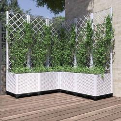 Jardinière avec treillis Blanc 120x120x136 cm PP alsavelo
