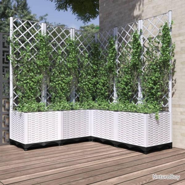 Jardinire avec treillis Blanc 120x120x136 cm PP alsavelo