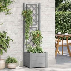 Jardinière avec treillis 43x43x142 cm PP Gris pierre alsavelo