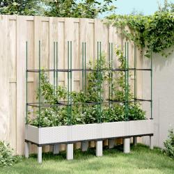 Jardinière avec treillis blanc 160x40x142,5 cm PP alsavelo