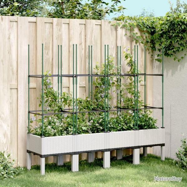 Jardinire avec treillis blanc 160x40x142,5 cm PP alsavelo