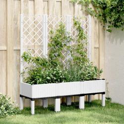 Jardinière avec treillis blanc 120x40x142 cm PP alsavelo