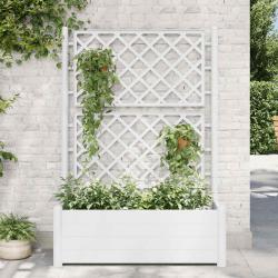 Jardinière avec treillis 100x43x142 cm PP Blanc alsavelo
