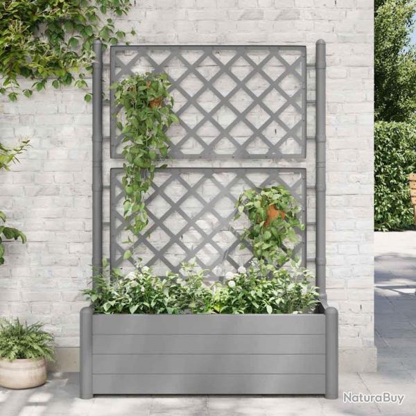 Jardinire avec treillis 100x43x142 cm PP Gris pierre alsavelo