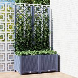 Jardinière avec treillis bleu gris 80x40x136 cm PP alsavelo