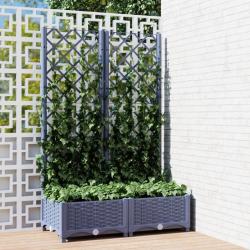 Jardinière avec treillis bleu gris 80x40x121,5 cm PP alsavelo