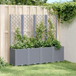 Jardinière avec treillis bleu gris 160x40x140 cm PP alsavelo