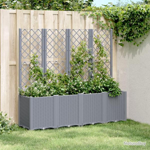 Jardinire avec treillis bleu gris 160x40x140 cm PP alsavelo