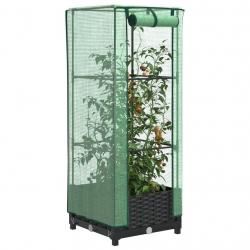 Jardinière surélevée avec housse aspect rotin 40x40x123 cm alsavelo
