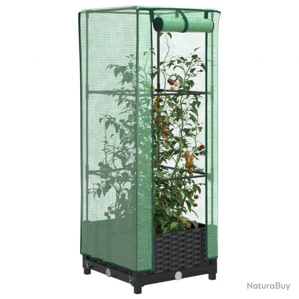 Jardinire surleve avec housse aspect rotin 40x40x123 cm alsavelo