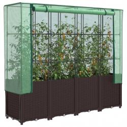 Jardinière surélevée avec housse aspect rotin 160x40x153 cm alsavelo