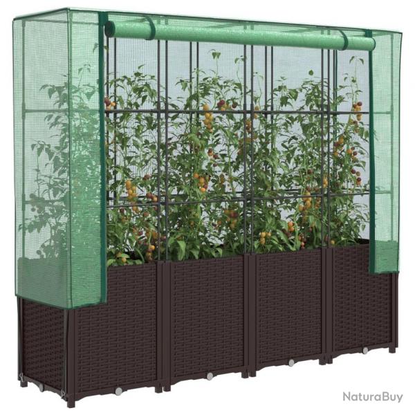 Jardinire surleve avec housse aspect rotin 160x40x153 cm alsavelo
