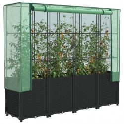 Jardinière surélevée avec housse aspect rotin 160x40x153 cm alsavelo