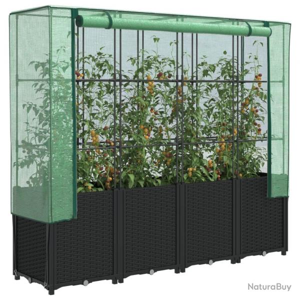 Jardinire surleve avec housse aspect rotin 160x40x153 cm alsavelo