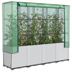 Jardinière surélevée avec housse aspect rotin 160x40x153 cm alsavelo