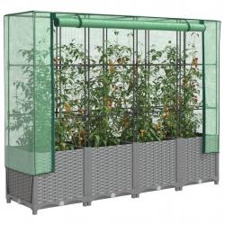 Jardinière surélevée avec housse aspect rotin 160x40x138 cm alsavelo