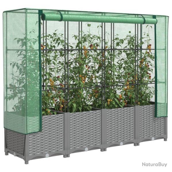 Jardinire surleve avec housse aspect rotin 160x40x138 cm alsavelo
