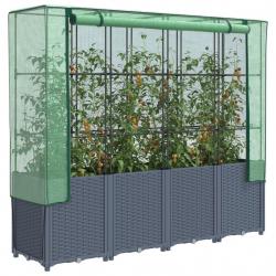 Jardinière surélevée avec housse aspect rotin 160x40x153 cm alsavelo