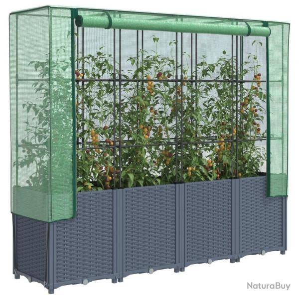 Jardinire surleve avec housse aspect rotin 160x40x153 cm alsavelo