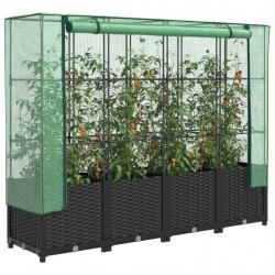 Jardinière surélevée avec housse aspect rotin 160x40x138 cm alsavelo