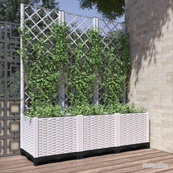 Jardinire avec treillis Blanc 120x40x136 cm PP alsavelo