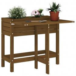 Jardinière de jardin avec dessus pliable brun miel pin massif alsavelo