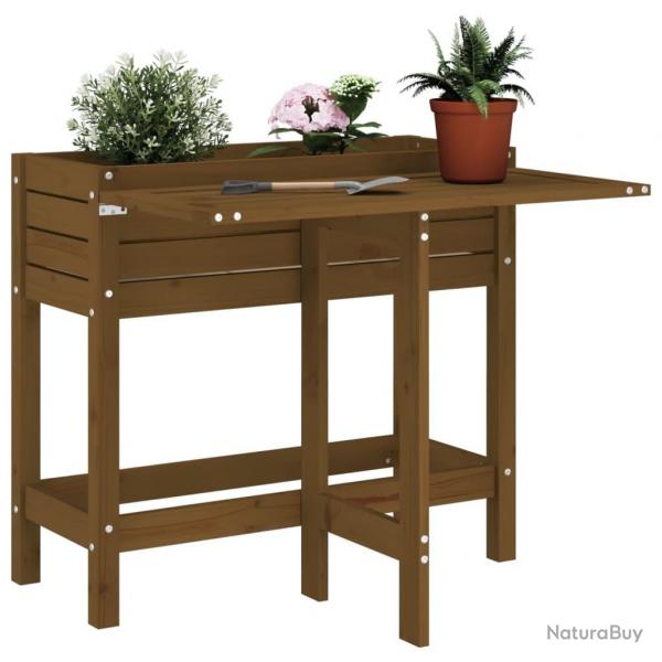 Jardinire de jardin avec dessus pliable brun miel pin massif alsavelo