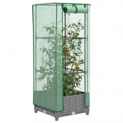 Jardinière surélevée avec housse aspect rotin 40x40x123 cm alsavelo