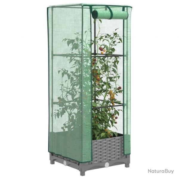 Jardinire surleve avec housse aspect rotin 40x40x123 cm alsavelo