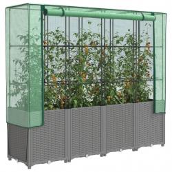 Jardinière surélevée avec housse aspect rotin 160x40x153 cm alsavelo