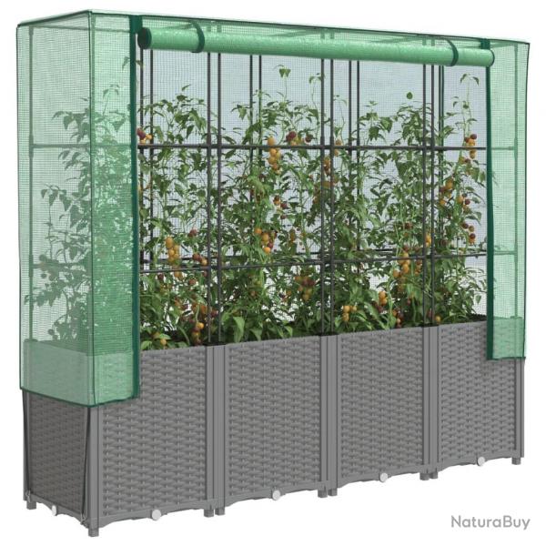 Jardinire surleve avec housse aspect rotin 160x40x153 cm alsavelo