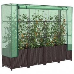Jardinière surélevée avec housse aspect rotin 160x40x138 cm alsavelo