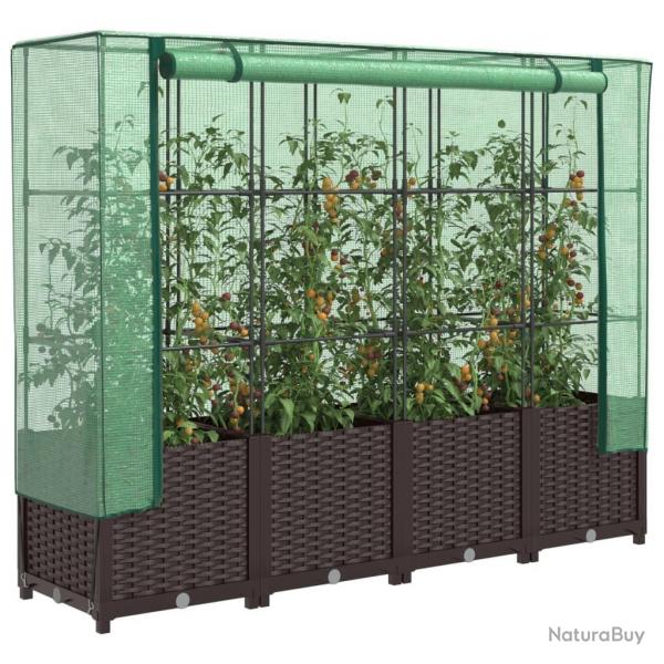 Jardinire surleve avec housse aspect rotin 160x40x138 cm alsavelo