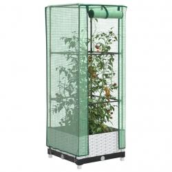 Jardinière surélevée avec housse aspect rotin 40x40x123 cm alsavelo