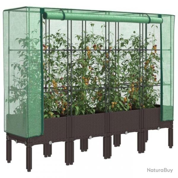 Jardinire surleve avec housse aspect rotin 160x40x140 cm