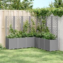 Jardinière avec treillis gris clair 160x160x140 cm PP alsavelo
