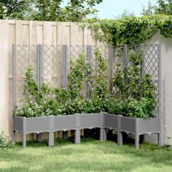 Jardinière avec treillis gris clair 160x120x142 cm PP alsavelo
