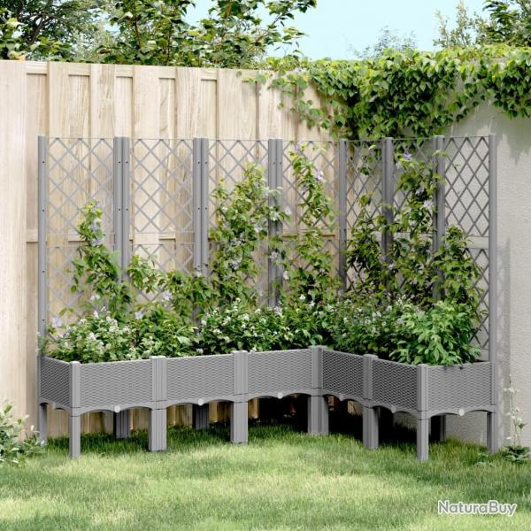 Jardinire avec treillis gris clair 160x120x142 cm PP alsavelo