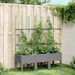 Jardinière avec treillis Gris clair 120x40x142,5 cm PP alsavelo