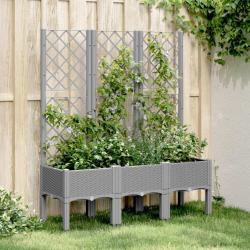 Jardinière avec treillis gris clair 120x40x142 cm PP alsavelo