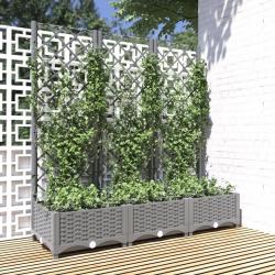 Jardinière avec treillis Gris clair 120x40x121,5 cm PP alsavelo