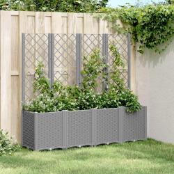 Jardinière avec treillis gris clair 160x40x140 cm PP alsavelo