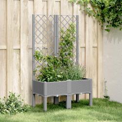 Jardinière avec treillis gris clair 80x40x142 cm PP alsavelo